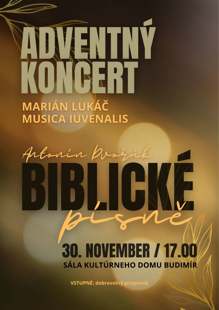 SRDEČNE VÁS POZÝVAME NA ADVENTNÝ KONCERT 30.11.2025 O 17:00 HOD. V SÁLE KD BUDIMÍR.