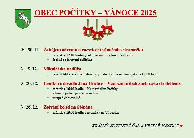 Přijměte srdečné pozvání na akce v období adventu a vánočních svátků.   Těšíme se na Vás!
