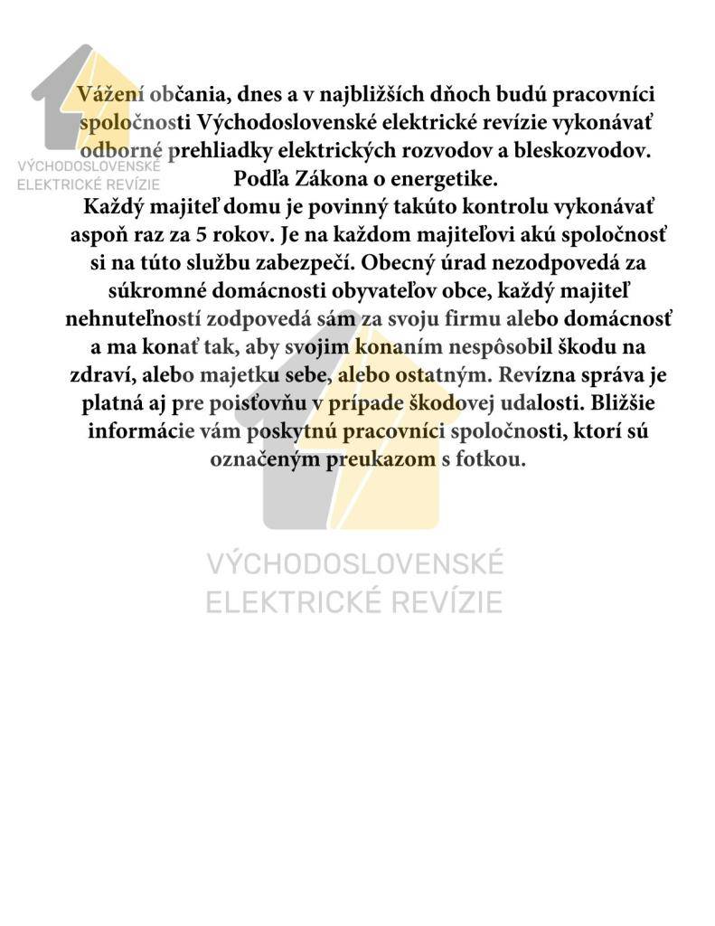 Východoslovenské elektrické revízie  - odborné prehliadky elektrických rozvodov a bleskozvodov.