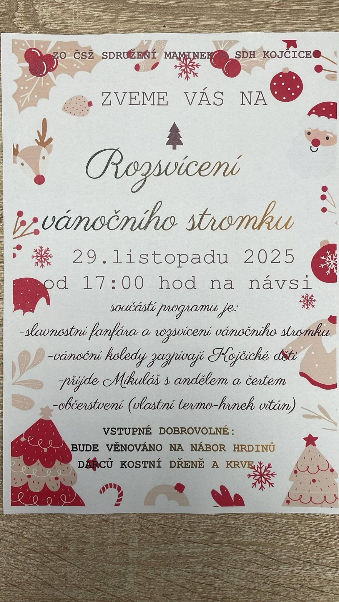 Sdružení maminek Kojčice a SDH Kojčice Vás srdečně zvou na Rozsvícení vánočního stromečku, které se koná v SOBOTU 29. 11. 2025 od 19.00 hodin.