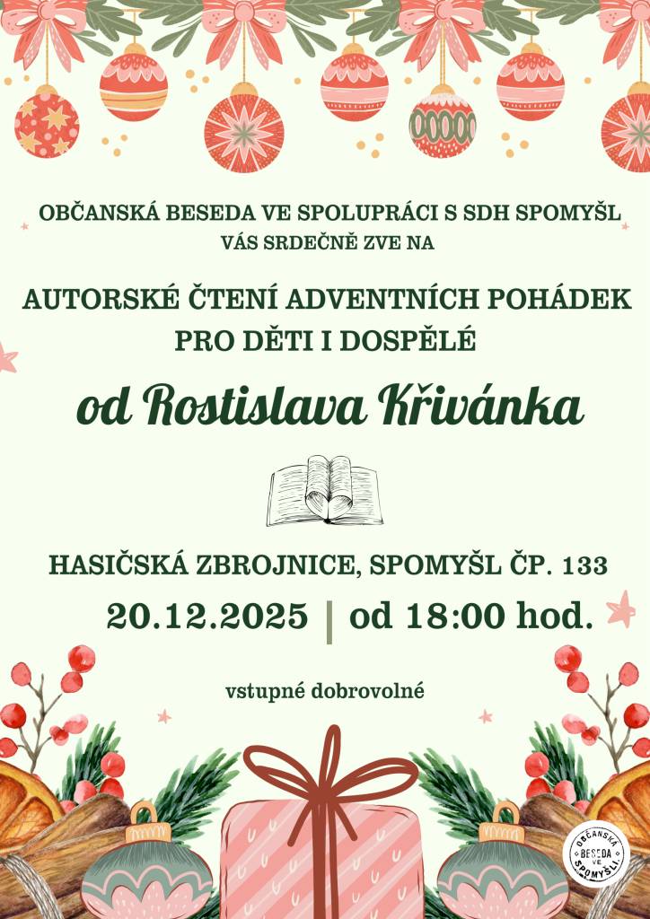 Sobota 20.12.2025 od 18 hodin v hasičské zbrojnici.