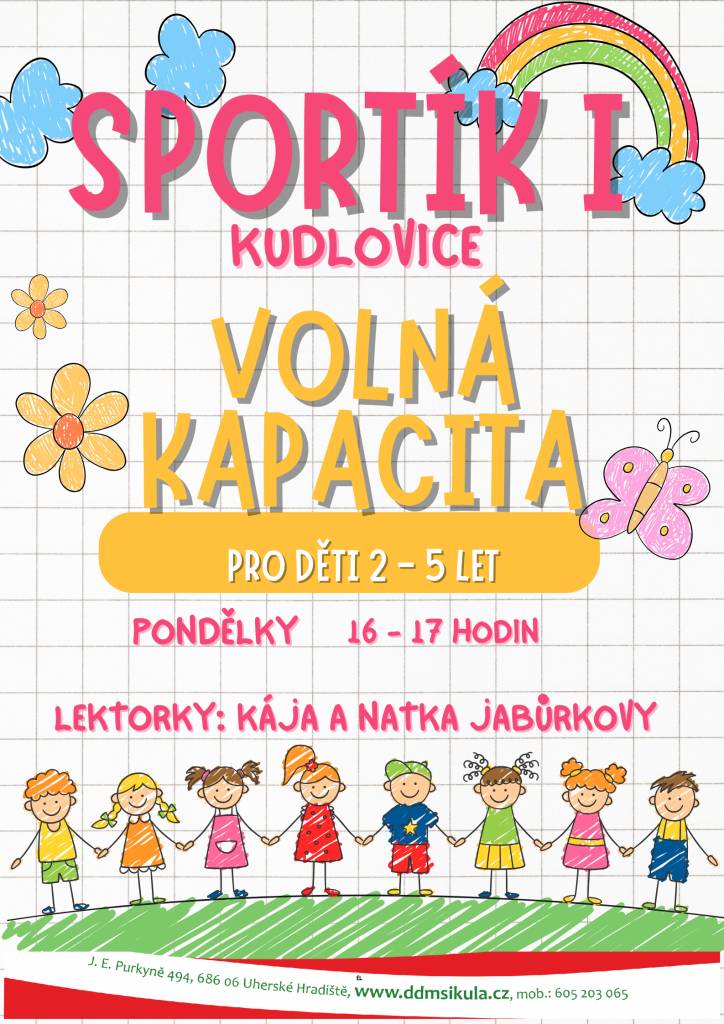Kroužek Sportík I. Kudlovice nabízí volná místa. Vhodné pro děti 2 - 5 let.