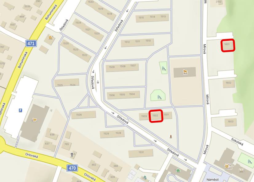 Město Rychvald nabízí k pronájmu dva volné byty v bytových domech na ulici Středová a Mírová.  Seznam volných bytů:   Středová 1502/11 – 4. NP, 35,75 m² (1+1)   Mírová 1601/20 – 7. NP, 38,45 m² (1+1)   Prohlídka bytů: 8. 12. 2025–sraz před hlavním vchodem domů:  1502/11 9:00-9:15 a 15:45-16:00 1601/20 9:20-9:35 a 16:05-16:20   Licitace: 10. 12. 2025 v zasedací místnosti MěÚ Rychvald (2. patro, č. dveří 210): 1502/11 v 16:00 a 1601/20 v 16:20. Vyvolávací cena nájemného: 100 Kč/m²/měsíc (bez služeb). Podrobné informace jsou k dispozici v přiložených dokumentech. Kontakty: Telefon: 596 543 034, 705 894 520 E-mail: blazkova@rychvald.cz