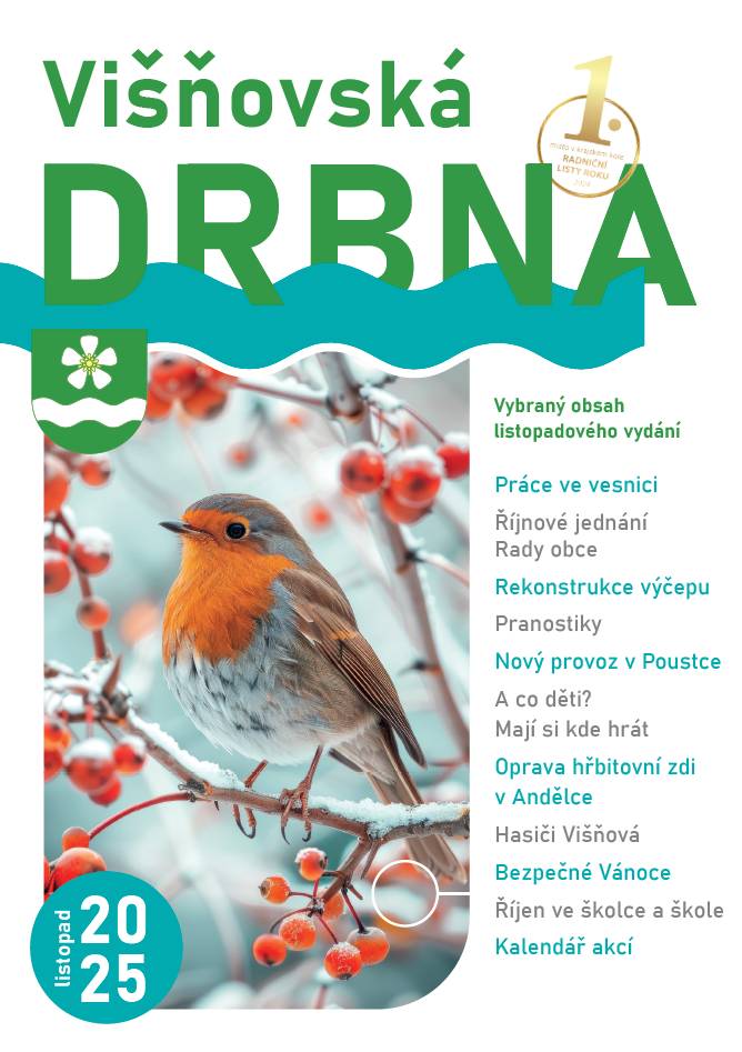 Višňovská drbna - Listopad 2025 bude během dneška k odběru na obvyklých odběrných místech. Ale už nyní jí najdete k prolistování na stránkách freedlantsko.eu i na webových stránkách obce.