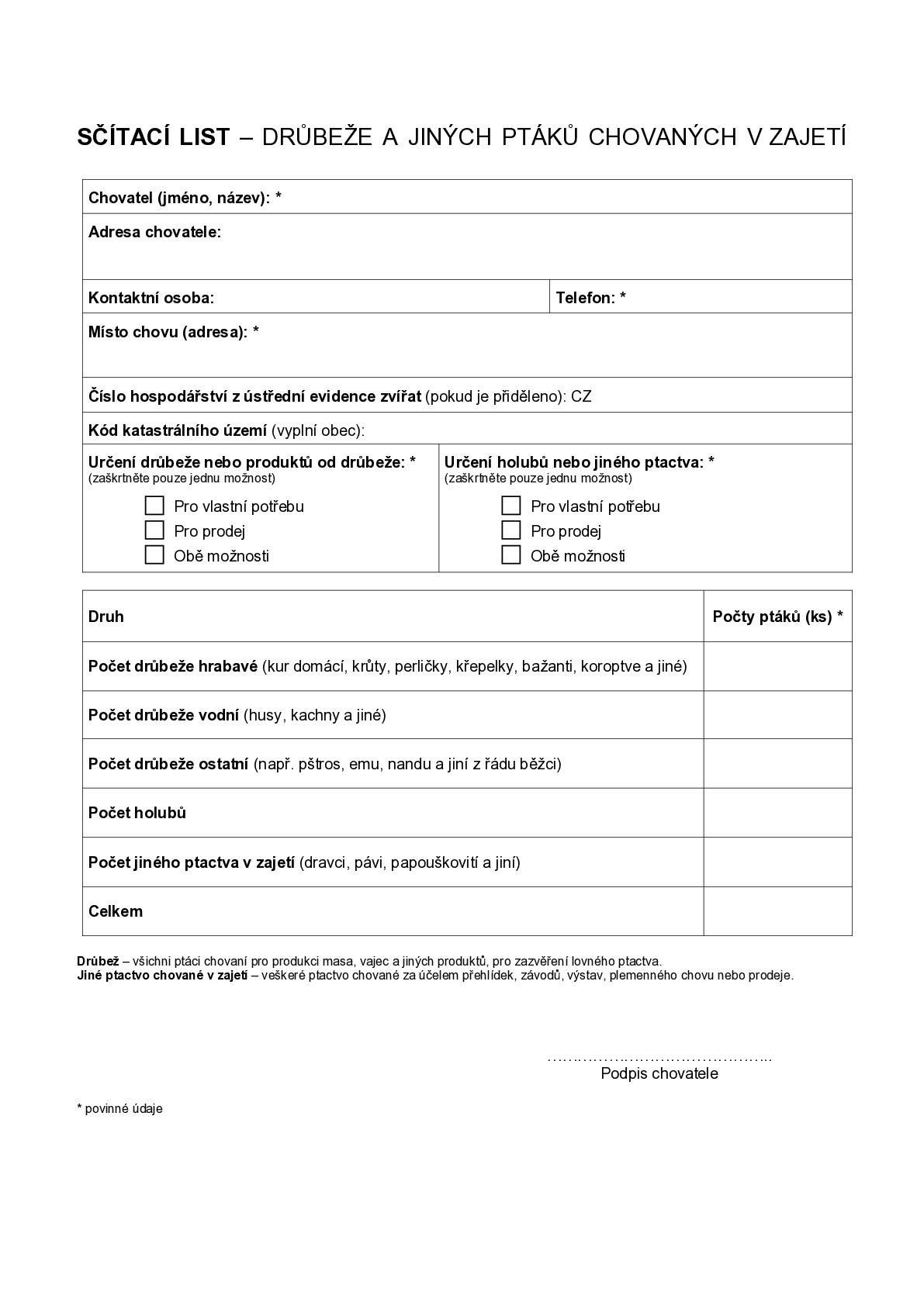 Na základě Nařízení Státní veterinární správy žádáme všechny chovatele (včetně drobnochovů) v místních částech Stará Dobev, Nová Dobev, Velké Nepodřice a Malé Nepodřice o vyplnění Sčítacího listu a jeho doručení na OÚ Dobev do 27.11.2025.  Sčítací list doručte : 1) osobně  na OÚ, případně do schránky OÚ, Stará Dobev 32 2) do datové scránky obce Dobev: ID DS 6b6bhhr 3) e-mailem na podatelna@obecdobev.cz Tiskopis je i k vyzvedutí na OÚ a jsme připraveni Vám pomoci s jeho vyplněním. V případě potřeby nás kontaktujete na tel.: 724 189407.