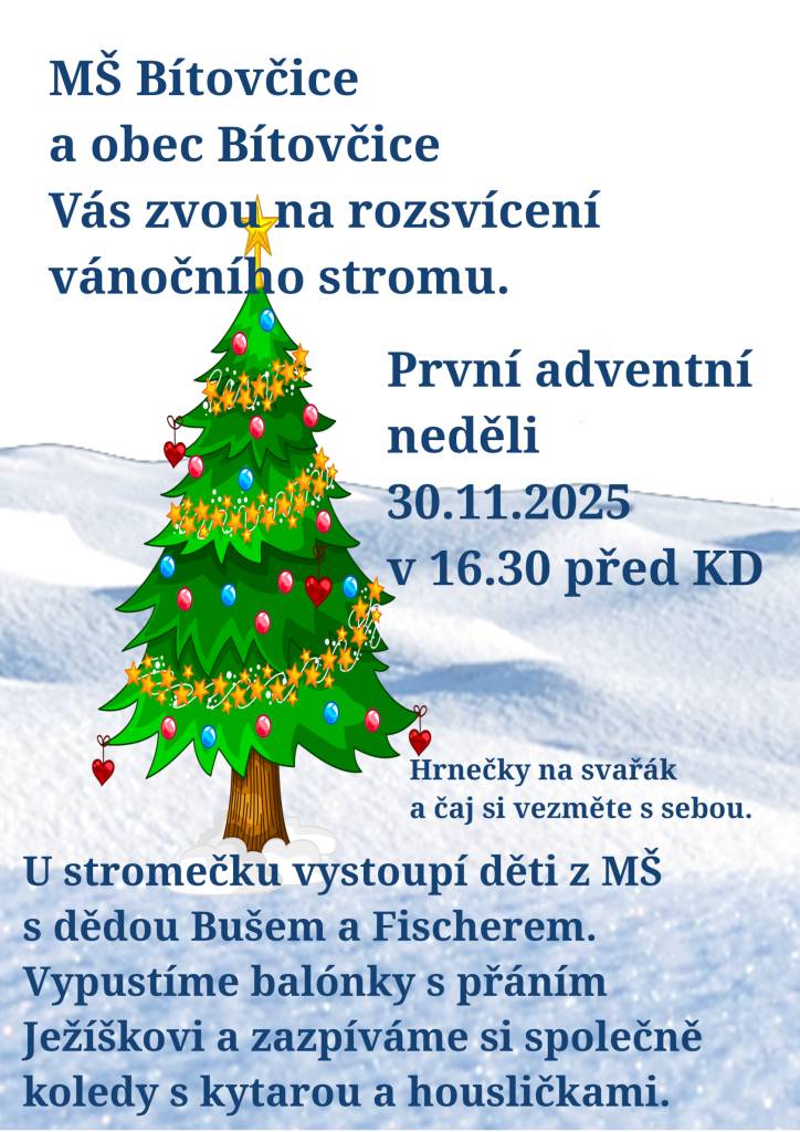 Pozvánka na rozsvícení vánočního stromu.