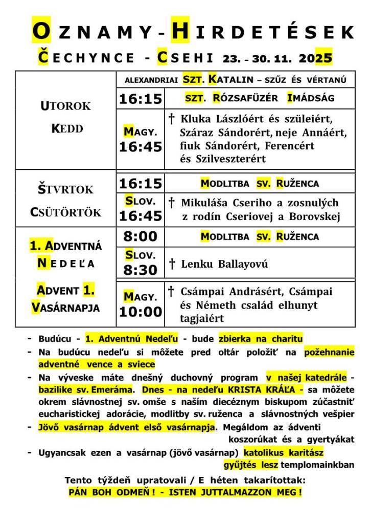 omšový poriadok - miserend