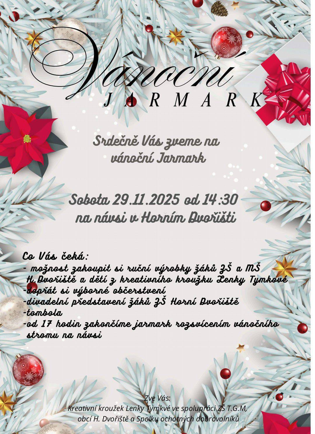 Srdečně Vás zveme na Vánoční jarmark a rozsvícení vánočního stromu v Horním Dvořišti......