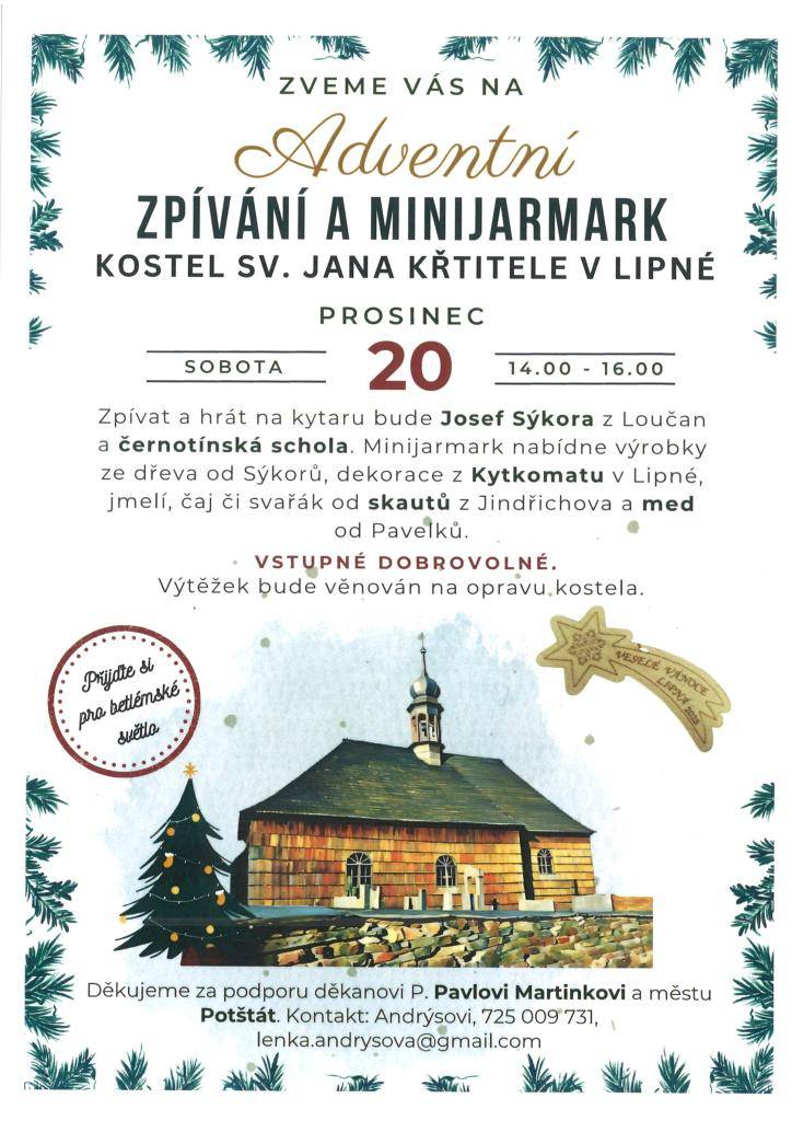 Sobota 20. 12. 2025 (14-16 hodin), srdečně zvou pořadatelé.