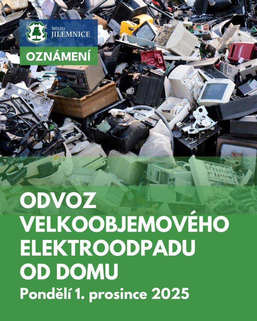 V pondělí 1. prosince 2025  proběhne svoz elektroodpadu přímo od vašeho domu.  Zájemci se mohou hlásit do pátku 28. listopadu do 12:00 hod.