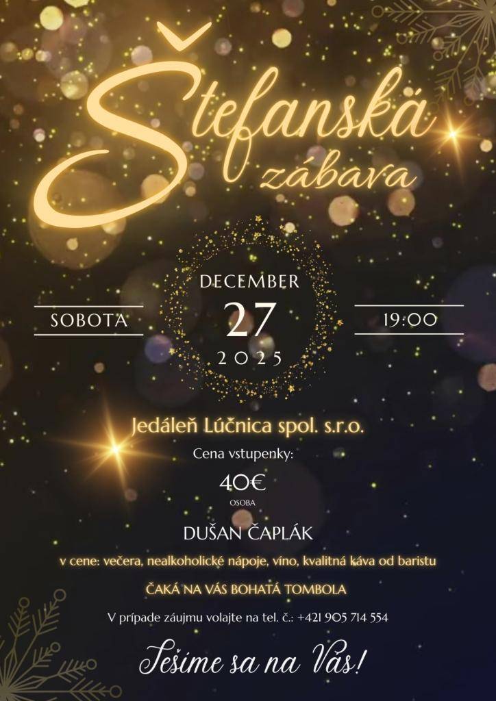 Pozvánka na Štefánsku zábavu