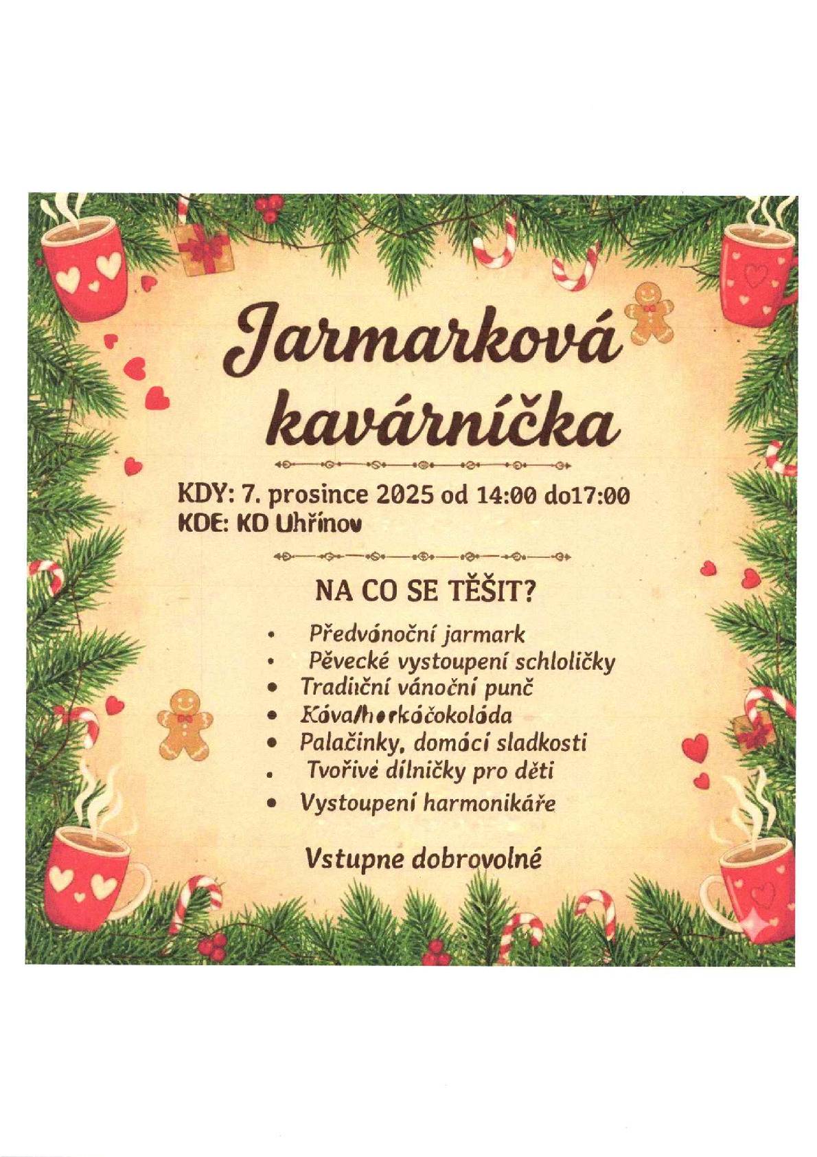 eděle 7.prosince 2025 od 14:00 do 17:00hod v KD Uhřínov