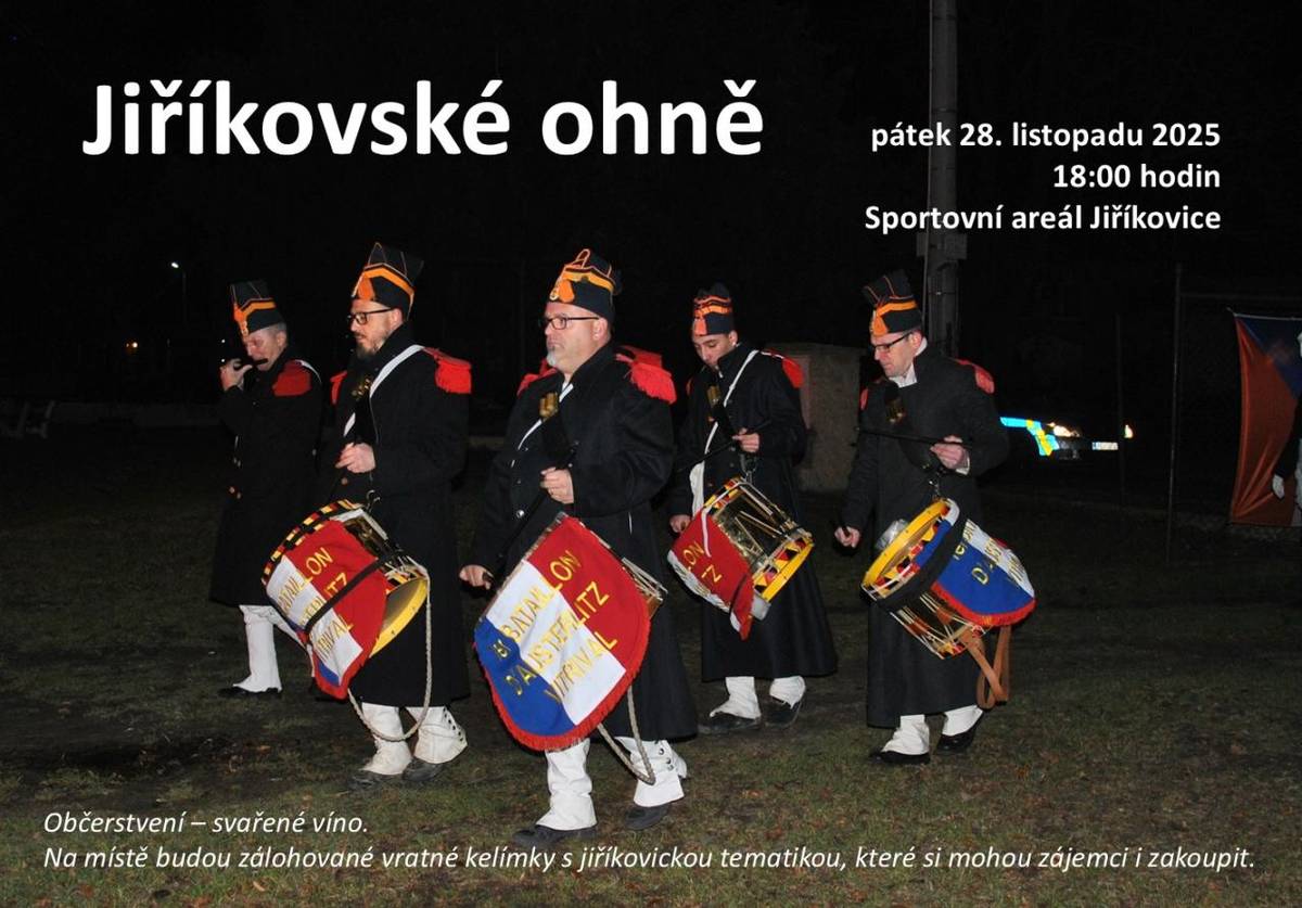 V pátek 28.11.2025 se ve sportovním areálu v Jiříkovicích konají tradiční Jiříkovské ohně.