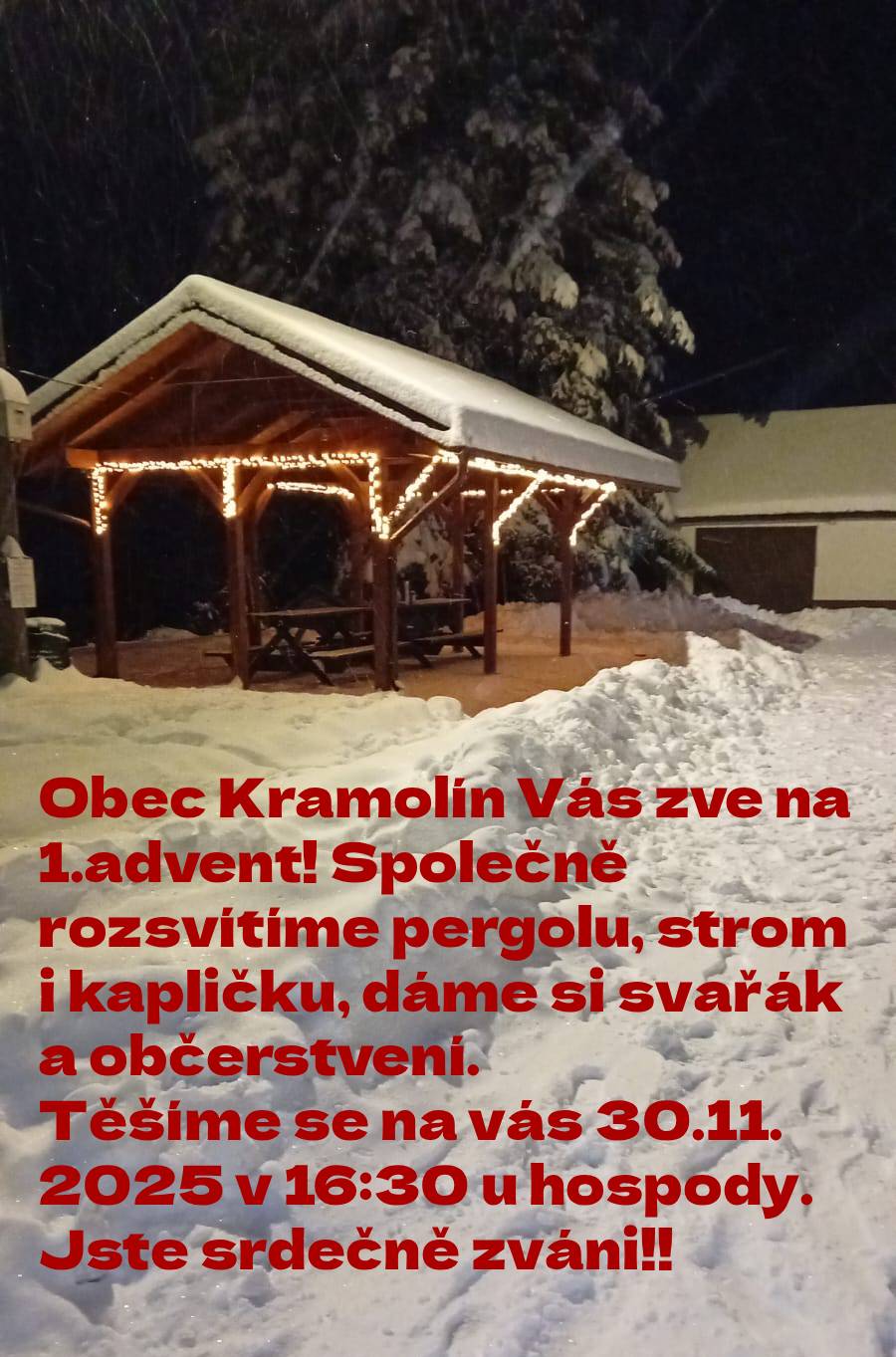 Pozvánka na 1. adventní neděli v Kramolíně