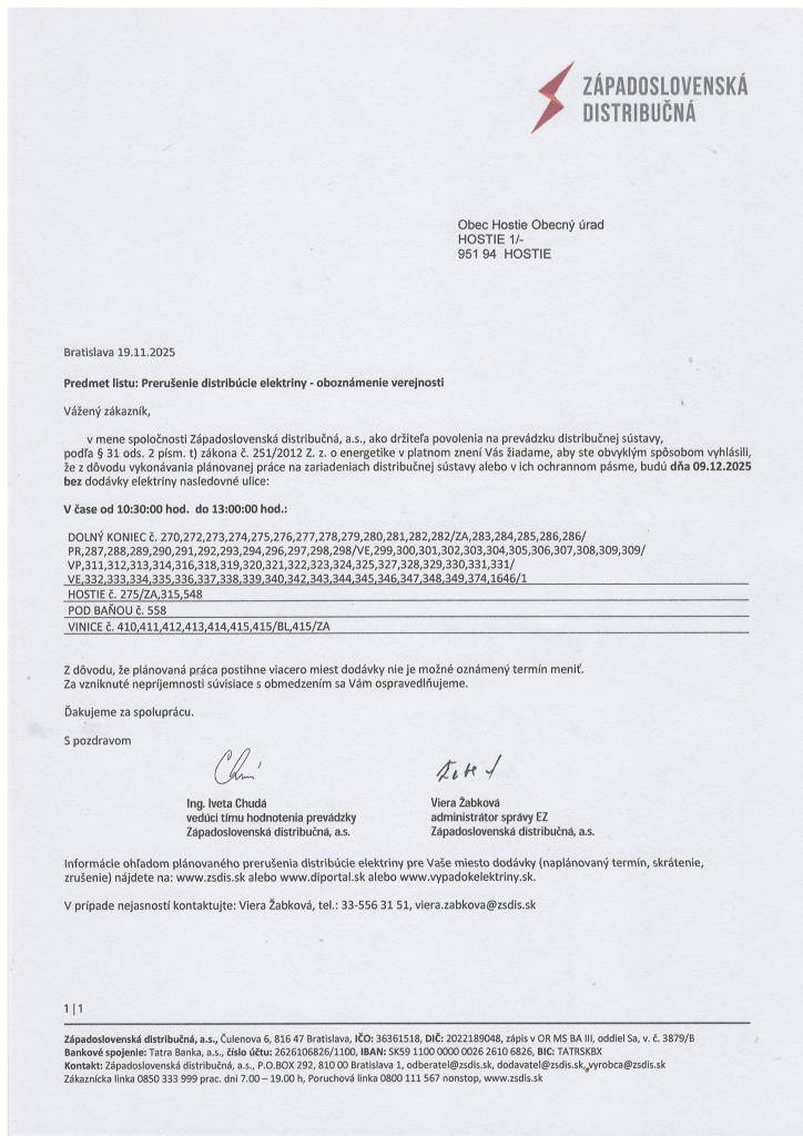 v utorok 9. 12. 2025  od 10.30 do 13.00 hod