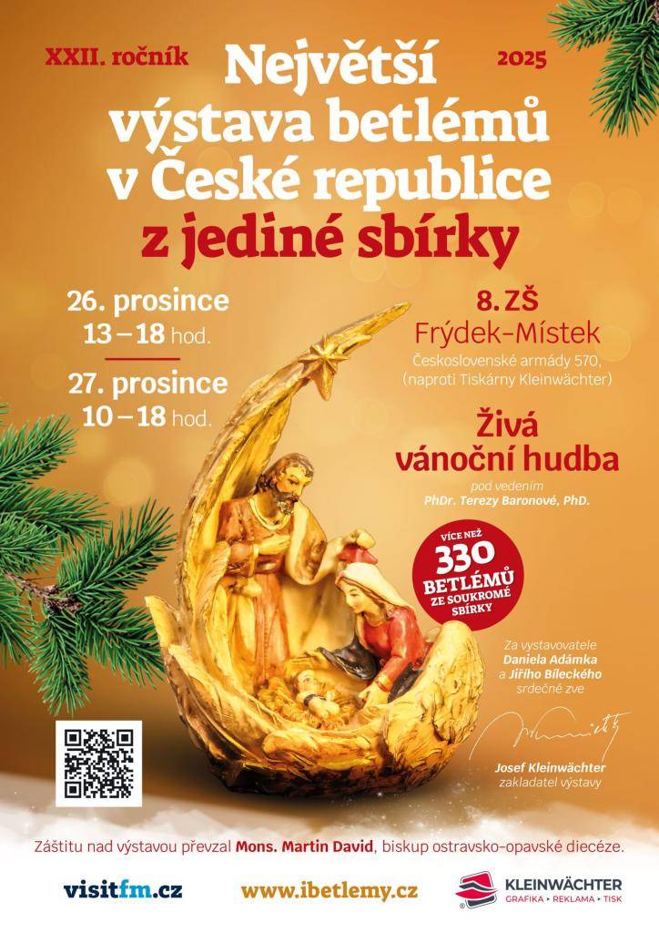 Největší výstava betlémů v České republice z jediné sbírky se uskuteční ve dnech 26.-27. prosince 2025 v budově 8. ZŠ ve Frýdku-Místku.