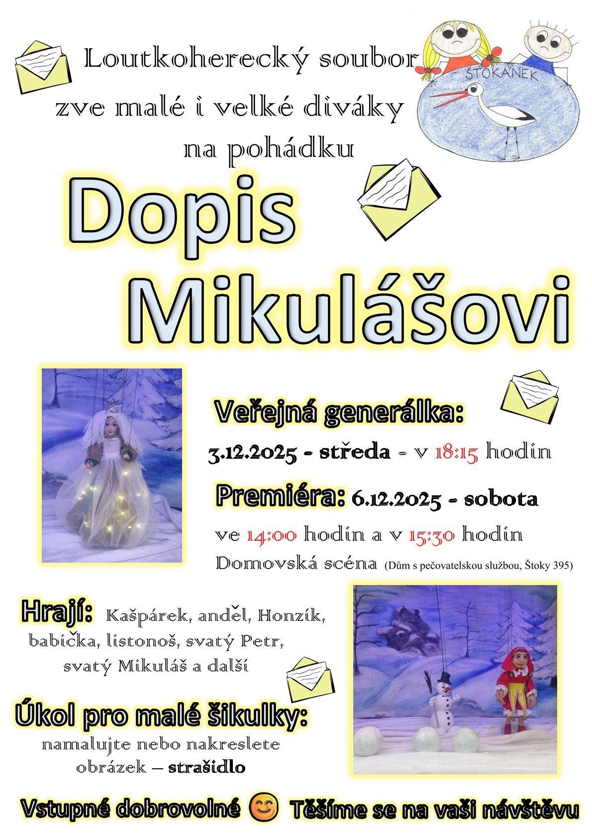 Štokánek zve všechny děti na mikulášské divadlo