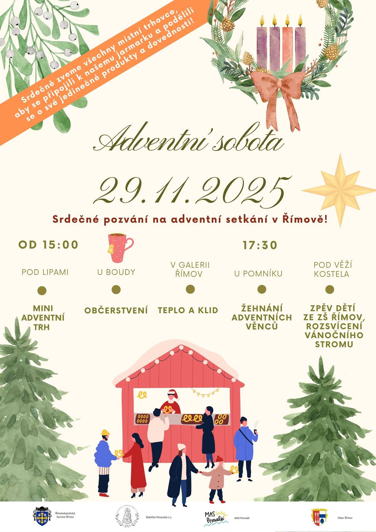 Program na sobotní odpoledne! Přijdte ke společnému slavnostnímu rozsvícení stromečku... Budeme se moc těšit!