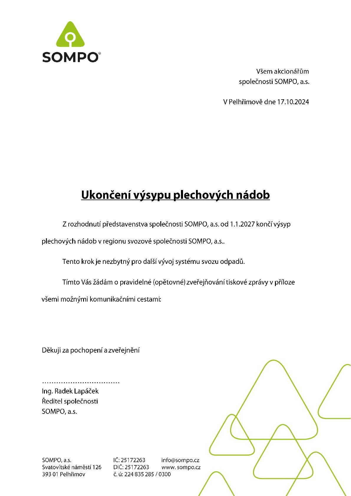 Od 1.1.2027 končí výsyp plechových nádob na SKO.