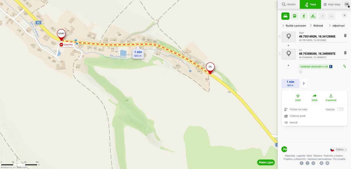 Po Lesní správu jsou asfaltové povrchy kompletně  dokončené (křižovatka  s místní komunikací cca  100 m. před aut. zastávkou Lesní správa). Do 1.12.2025 by měla být ukončena příprava podkladů v úseku od  Lesní správy po horní konec obce. V termínu 2.12.2025 – 5.12.2025 proběhne pokládka asfaltových povrchů v úseku od  Lesní správy po horní konec obce po jízdních pruzích : Úterý 2.12.2025 ložná vrstva od Lesní správy po horní konec obce (směr na Stašov) pravý jízdní pruh Středa 3.12.2025  ložná vrstva od Lesní správy po horní konec obce (směr na Stašov) levý jízdní pruh Čtvrtek 4.12.2025 obrusná vrstva od Lesní správy po horní konec obce (směr na Stašov) pravý jízdní pruh Pátek 5.12.2025 obrusná vrstva od  Lesní správy po horní konec obce (směr na Stašov) levý jízdní pruh Pokládka bude probíhat po jednotlivých jízdních pruzích, provoz bude ve volném jízdním pruhu možný, bude ale omezený, je nutné počítat s možným čekáním. Autobusové linky budou jezdit bez omezení. Občané, kteří bydlí na straně silnice, která se bude asfaltovat, se  dostanou od svých nemovitostí vždy do cca 8.00 hodin, a k domům se poté opět dostanou po ukončení prací cca po 15-té hodině. O změnách a situaci Vás  budeme  informovat na  Munipolis, Facebooku obce a  webu obce.  Mapa úseku : Trasa: 49.7051492N, 16.3412686E ⇒ 49.7038864N, 16.3499697E • Mapy.com