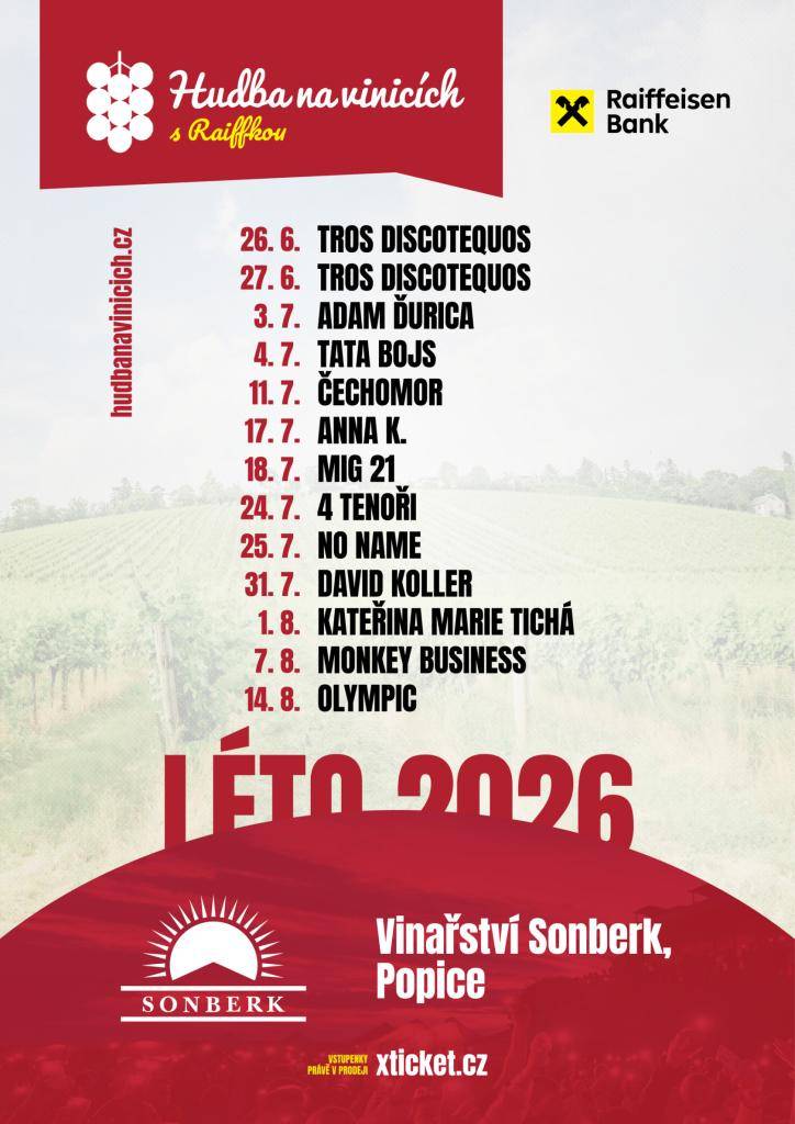 Už toto léto patřilo v popickém vinařství Sonberk hlavně živé hudbě, když hostilo v rámci seriálu Hudba na vinicích 11 různých interpretů a většinou bylo předem vyprodáno. A věřte nebo ne, rok 2026 bude ještě nabitější!