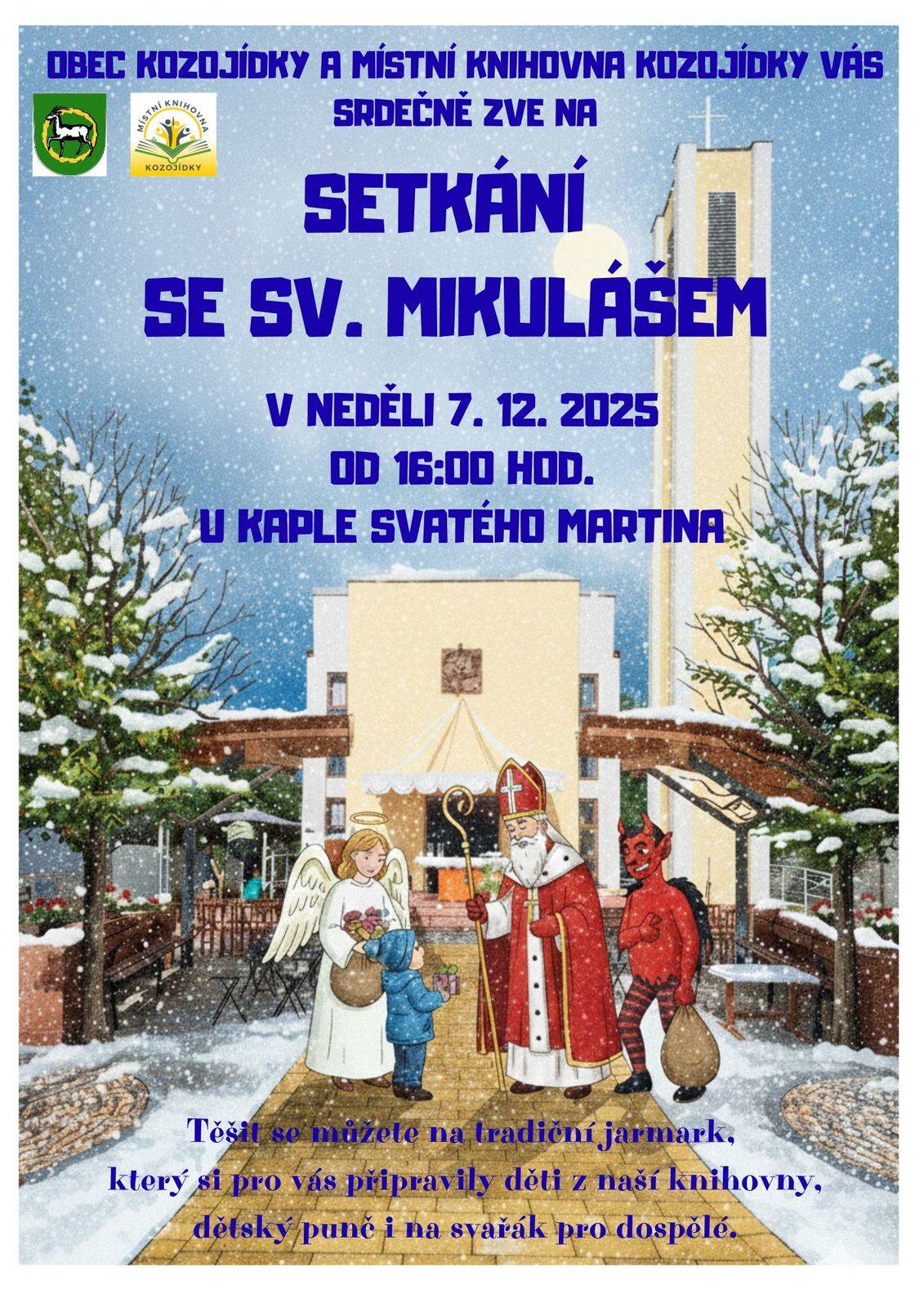 Setkání s Mikulášem 7.12.2025 v 16hod u kaple Sv. Martina v Kozojídkách