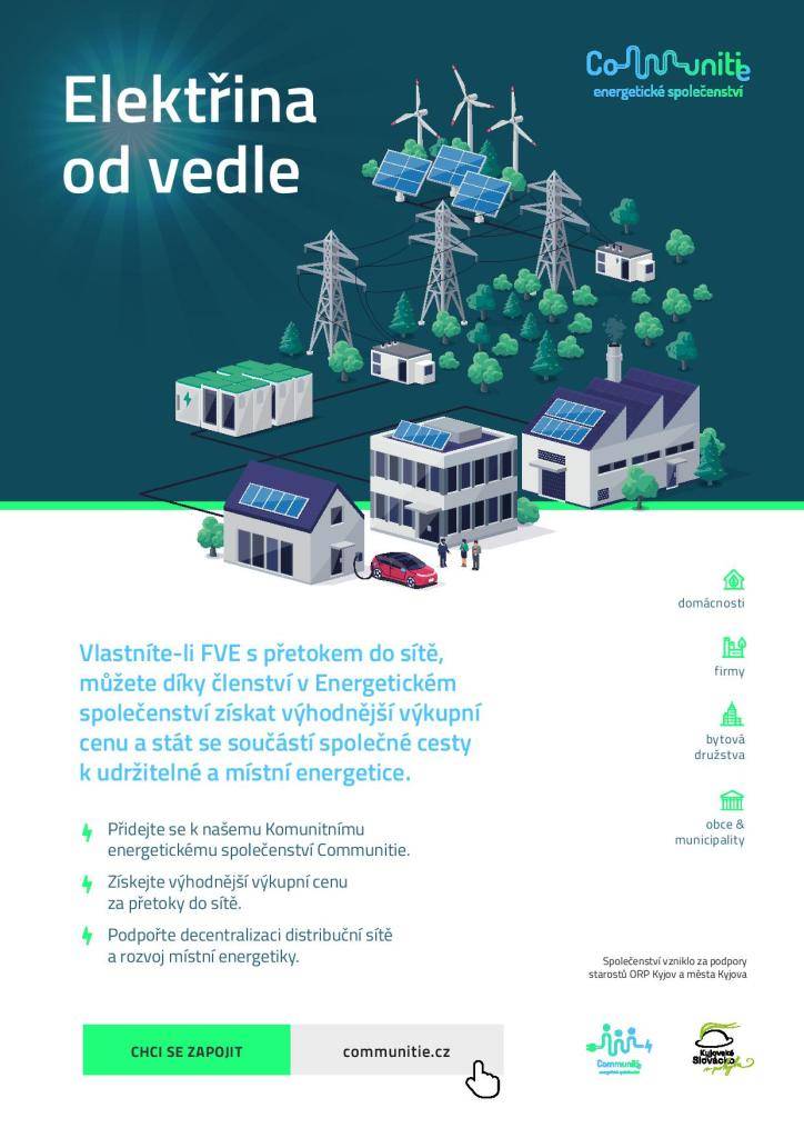 Energetické společenství Communitie nabízí výhodnější výkupní ceny pro majitele fotovoltaických elektráren s přetokem do sítě. Připojte se k nám a podpořte decentralizaci a rozvoj místní energetiky.