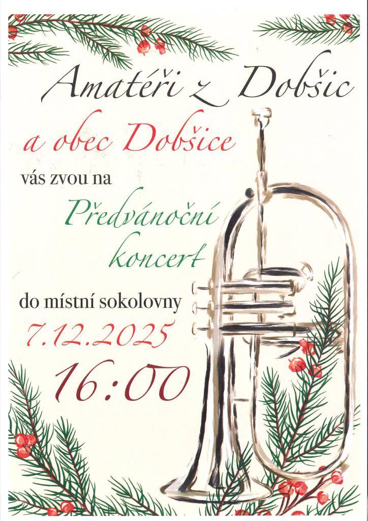 V neděli 7. prosince od 16.00 hod. Vás srdečně zveme na tradiční předvánoční koncert s dechovkou AMATÉŘI. Hudebníci Vás svými melodiemi naladí na radostnou a sváteční atmosféru vánoc, kdy nebude chybět ani povídání a humor...