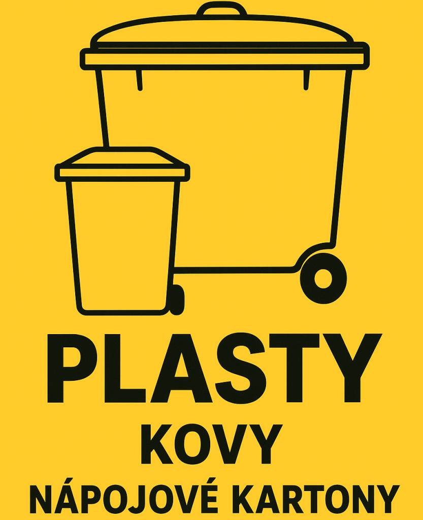 Od 1. 1. 2026 AVE zavádí možnost multikomoditního sběru - tzn. do žluté popelnice 240 l u svých nemovitostí, popř. do kontejneru na návsi můžete současně vhazovat plasty, kovy a nápojový karton. K třídění dochází až na třídicí lince svozové společnosti.