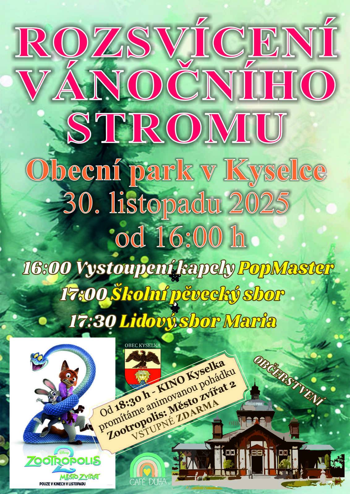 Rozsvícení vánočního stromu, 30. 11. 2025 od 16:00 h