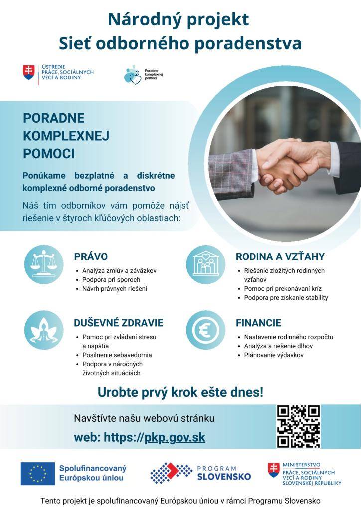 Zriaďovateľ Ústredie práce, sociálnych vecí a rodiny poskytuje sociálne, psychologické, právne a ekonomické poradenstvo. Služby a poradenstvá sú určené každému – jednotlivcovi, páru, rodine. Sú bezplatné a diskrétne (bez poskytovania údajov a informácií tretím osobám).