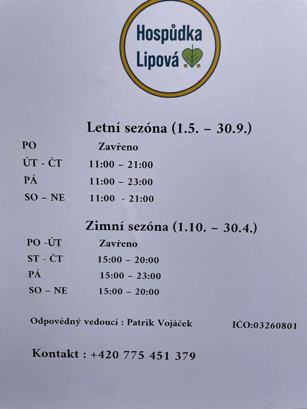 Hospůdka Lipová opět otevírá.