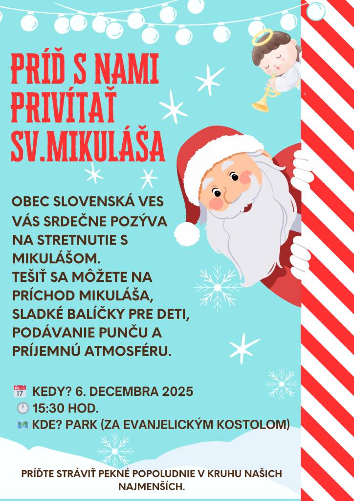 Príďte s nami privítať sv. Mikuláša.