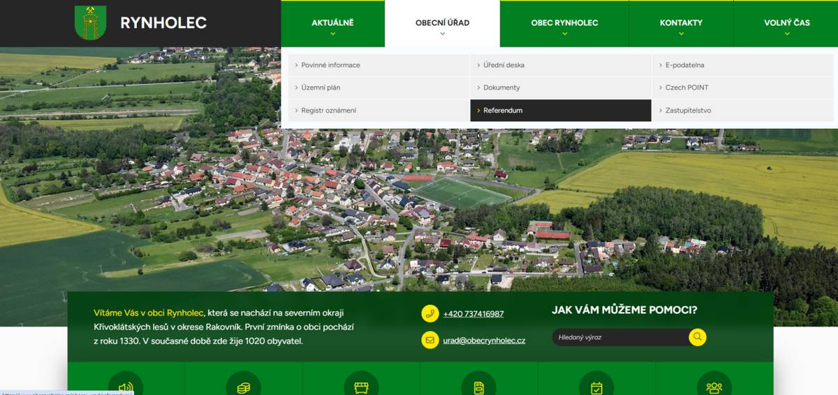 Vážení občané,   pro lepší přehlednost veškerých dokumentů a informací, které budeme poskytovat a které nám jsou známy v souvislosti s vypsaným referendem, jsme se rozhodli vytvořit na našich obecních stránkách záložku "Referendum", kde snadno najdete vše pohromadě.