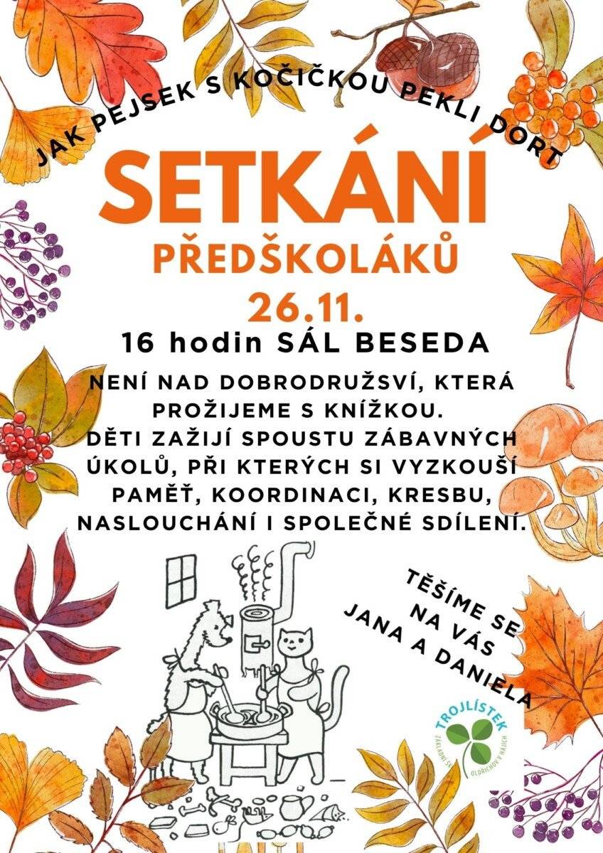 Milí rodiče, ráda bych pozvala vaše předškoláky na hravé setkání, které nás čeká již zítra. Účelem je vzájemně se poznat a prožít společné chvíle. Vítán je každý. Těší se Jana Pospíšilová