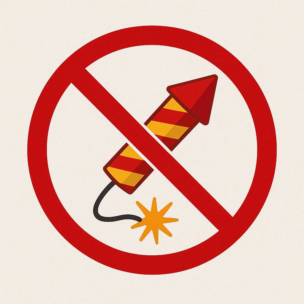 Vážení občané, s účinností od 1. prosince 2025 je zakázáno odpalovat jakoukoliv pyrotechniku vyjma kategorie F1 (např. prskavky a bouchací kuličky) v blízkosti zařízení sociálních a zdravotních služeb, útulků, záchranných stanic, zoologických zahrad a objektů určených k chovu evidovaných zvířat.