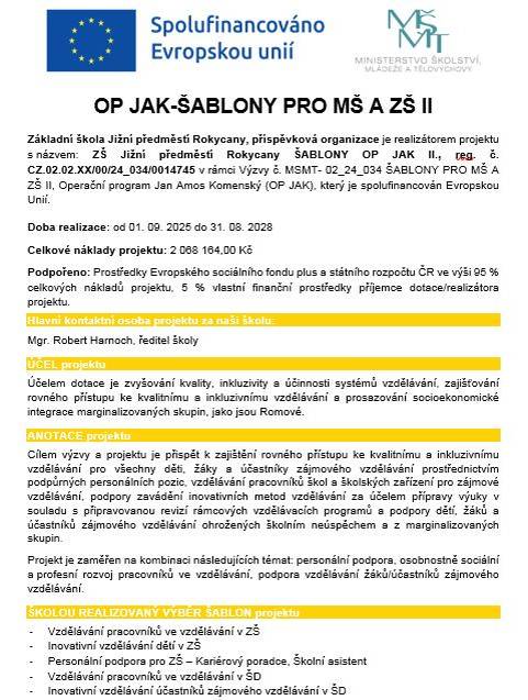 OP JAK ŠABLONY PRO MŠ A A ZŠ II