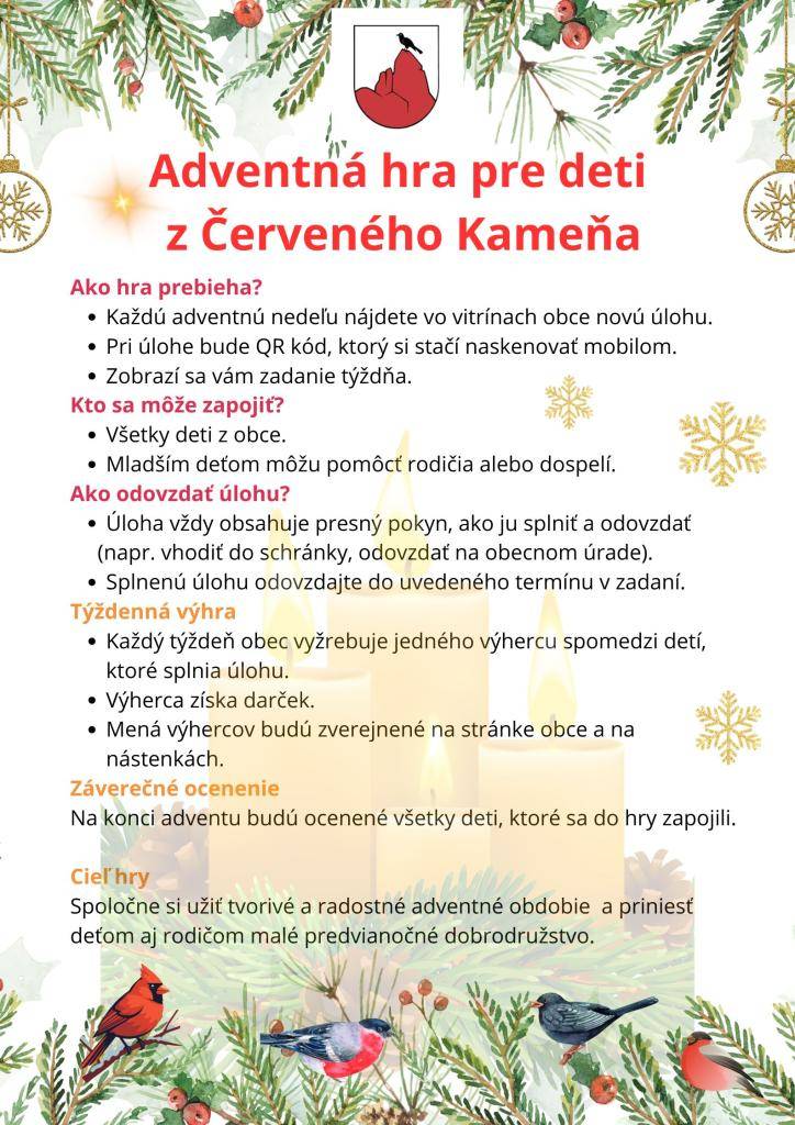 Milé deti,    blížia sa Vianoce, a tak sme sa Vám rozhodli toto čarovné obdobie spríjemniť menšou hrou.