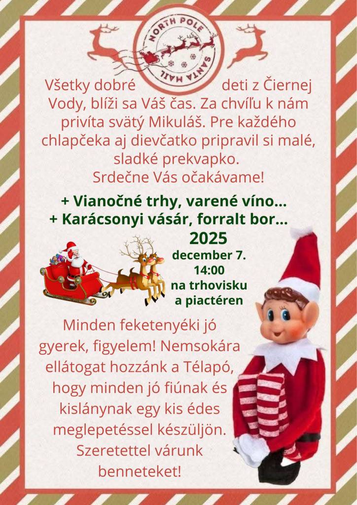 Oznámenie - Mikuláš    Értesítés - Télapó