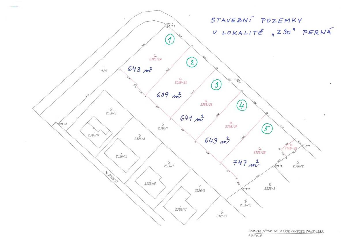 Obec Perná zveřejnila záměr prodeje pozemků pro výstavbu rodinných domů v lokalitě "Z30"
