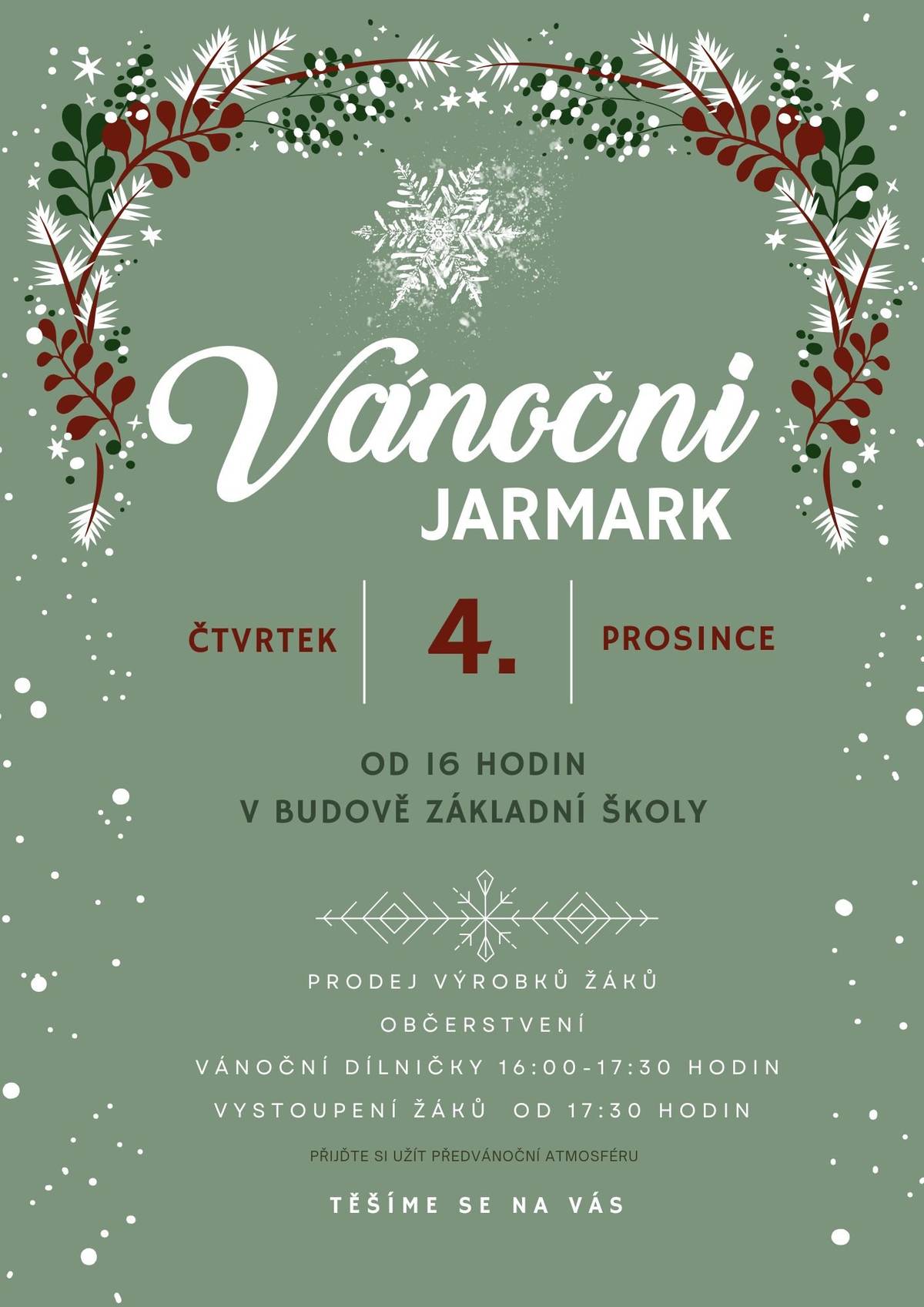 Základní škola Žleby srdečně zve na Vánoční jarmark, který se uskuteční 4. 12. v budově základní školy. Od 16 hod budou probíhat vánoční dílničky, od 17:30 vystoupení žáků školy. Těšíme se na Vás.