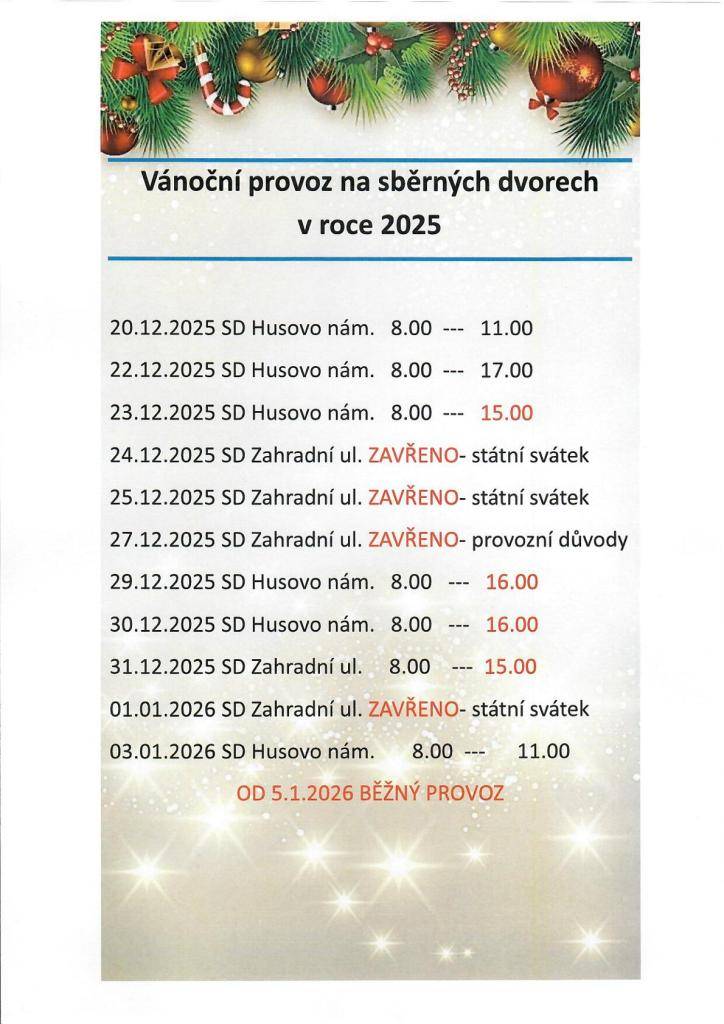 Provoz na sběrných dvorech