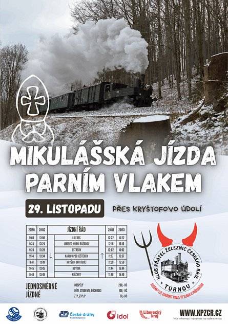 V sobotu 29.11. pojede přes Kryštofovo Údolí Mikulášský parní vlak.