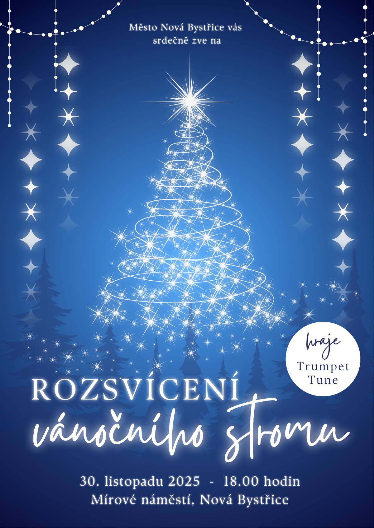 Zase po roce začíná ten kouzelný čas, na který se těší malí i velcí. Uteklo to jako voda, advent je každým dnem blíž a blíž a na následujících řádcích se dozvíte, jaké kulturní akce vám letošní Vánoce zpestří.  30. listopadu - Rozsvícení vánočního stromu 3. prosince - Andělská pošta aneb Dopis Ježíškovi 4. prosince - Andělské piškvorky 7. prosince - Pohádka Trampoty čertíka Culínka 10. prosince - Adventní dílny a Česko zpívá koledy ve škole 11. prosince - Harp Rock MŮRA - adventní koncert 13. prosince - Adventní trhy a futsalový turnaj O pohár Tomáše Dvořáka s večerní benefiční zábavou 17. prosince - Vánoční turnaj v šachu 18. prosince - Vánoční koncert žáků ZUŠ 20. prosince - Vánoční Kino na kolečkách: Severní pohádka  Více informací o jednotlivých akcích se dozvíte na webu našeho města nebo na našem facebooku a samozřejmě také prostřednictvím Munipolisu. Užijte si advent společně s námi! Ať už si vyberete kteroukoli z akcí - nebo ideálně všechny - budeme se na vás těšit.