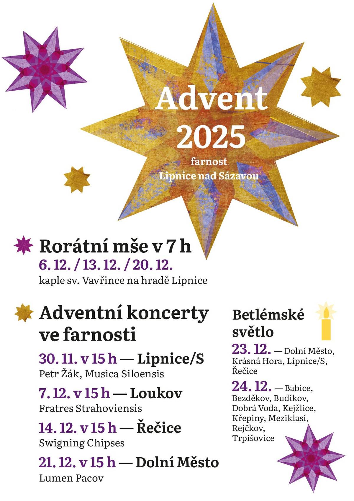 Farnost Lipnice nad Sáz. zastoupená P. Maximiliánem zve na