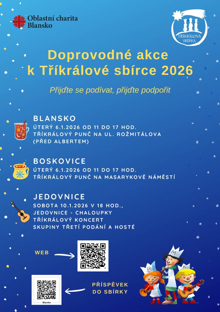 Tříkrálová sbírka v naší obci proběhne v sobotu 3.1.2026