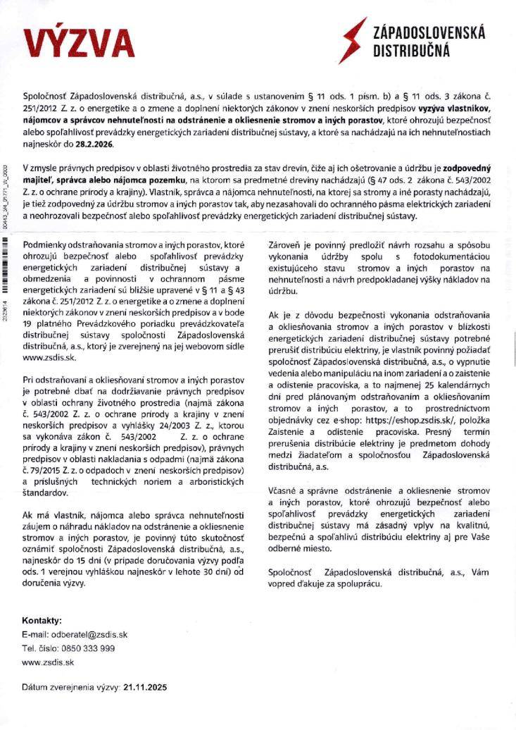 Výzva pre vlastníkov nájomcov a správcov nehnuteľností Typ: PDF dokument, Veľkosť: 396.94 kB