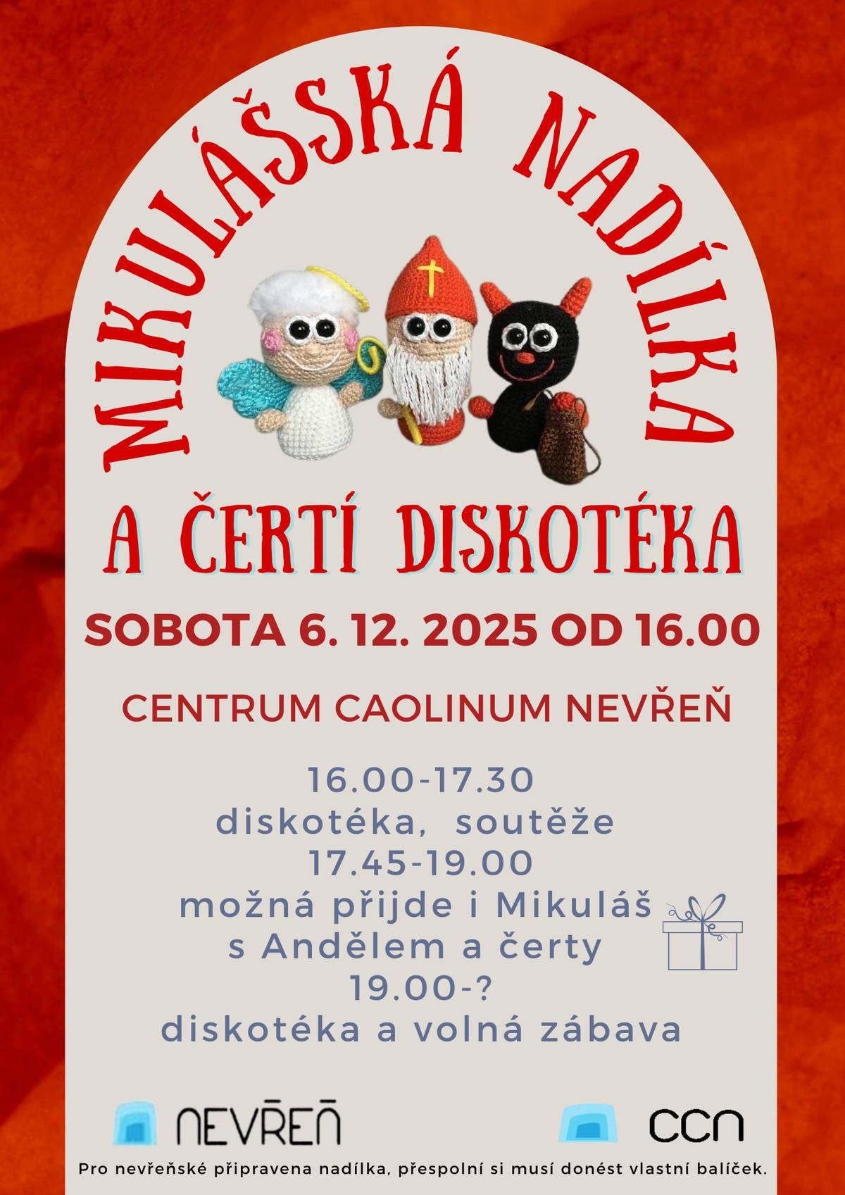 V minulém příspěvku se nám vloudila chybička 🙈 Mikulášská nadílka v Centru Caolinum Nevřeň se nekoná v pátek, ale v SOBOTU 6. 12. 2025 od 16:00 hodin. Ostatní informace platí – těšíme se na vás! 🎅✨