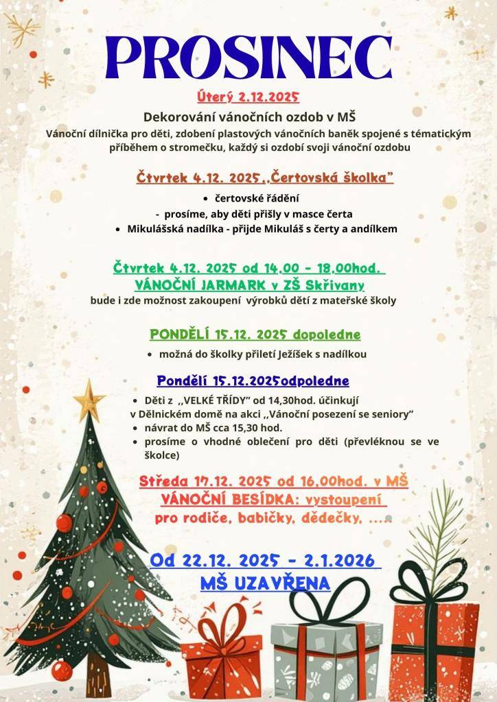 Co nás čeká a nemine v měsíci PROSINEC