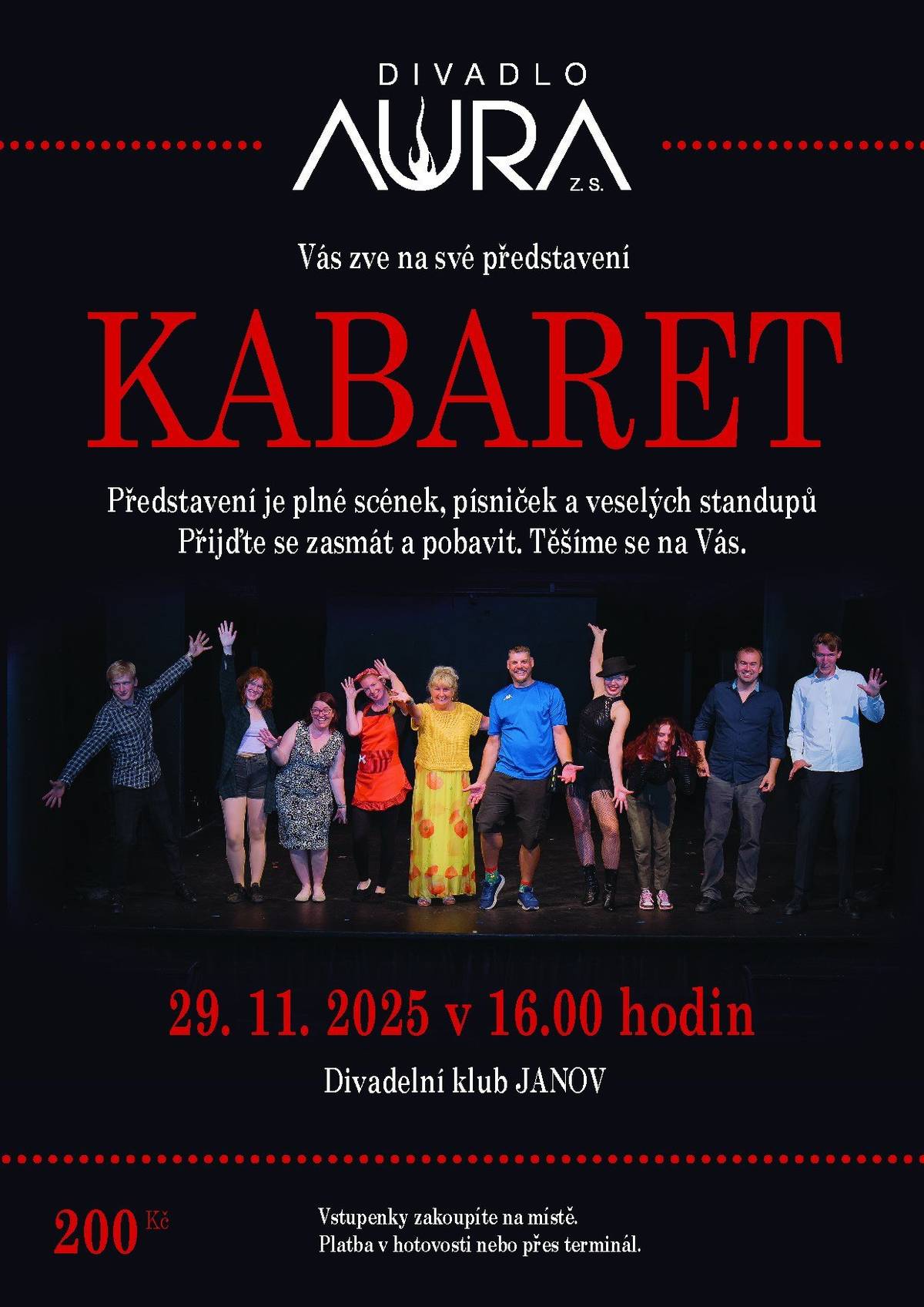 Představení DIVADLA AURA, v Divadelním klubu Janov, v sobotu 29.11.25 od 16,00 hod.